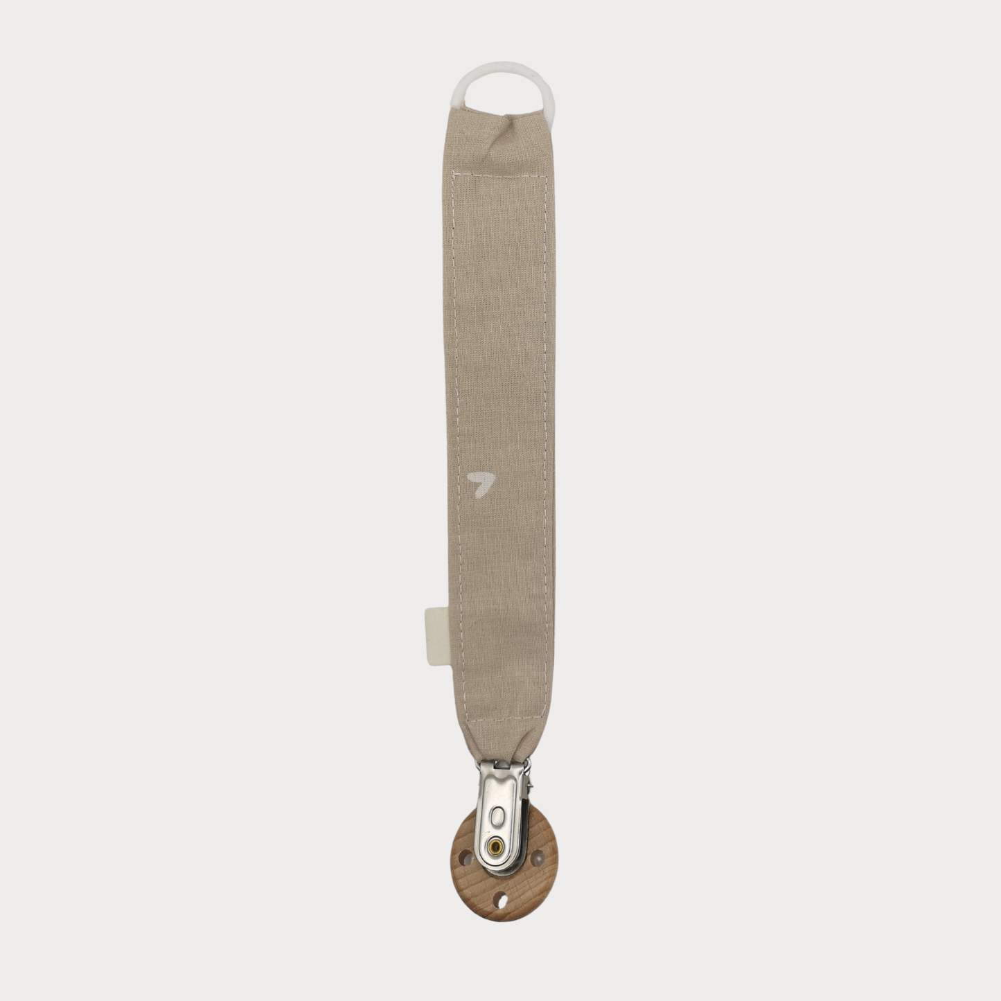 Speenkoord stof beige met witte hartjes