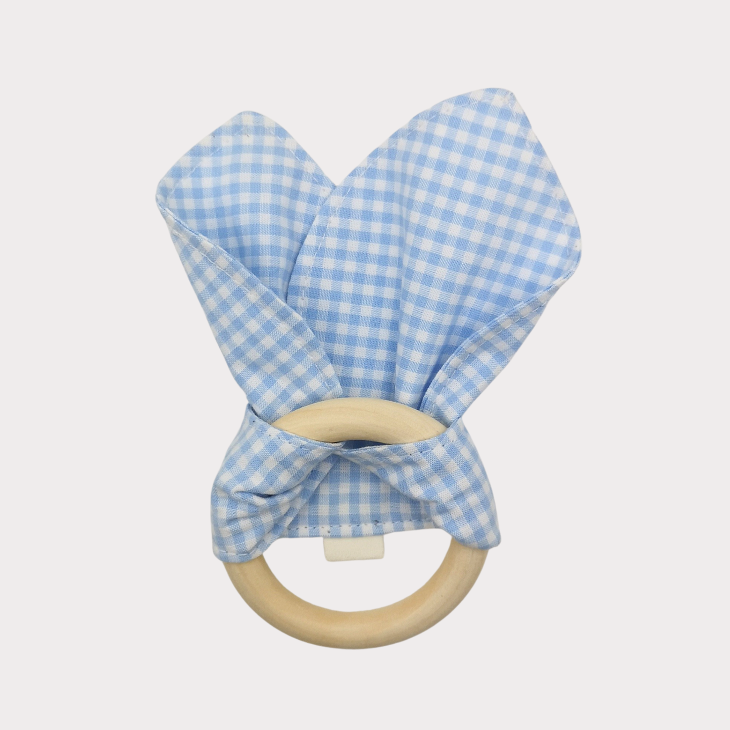 Bijtring stof ruit wit met blauw