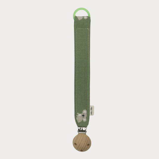 Speenkoord met naam stof groen met koala