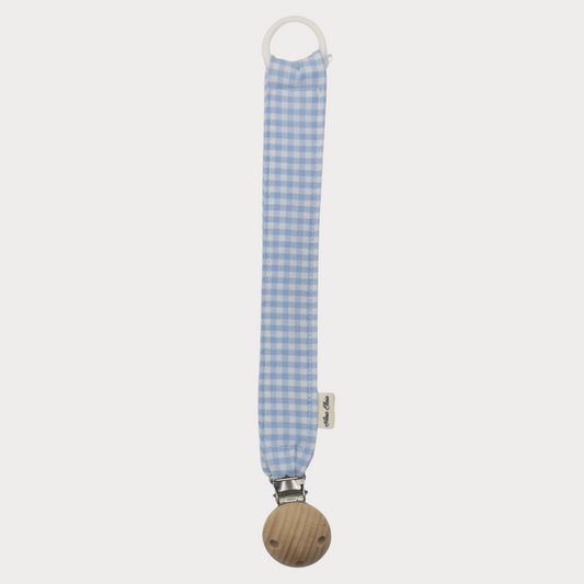 Speenkoord stof ruit wit met blauw