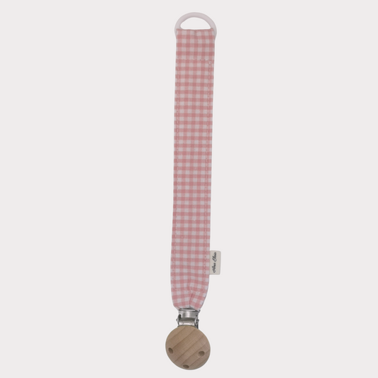 Speenkoord stof ruit wit met rood