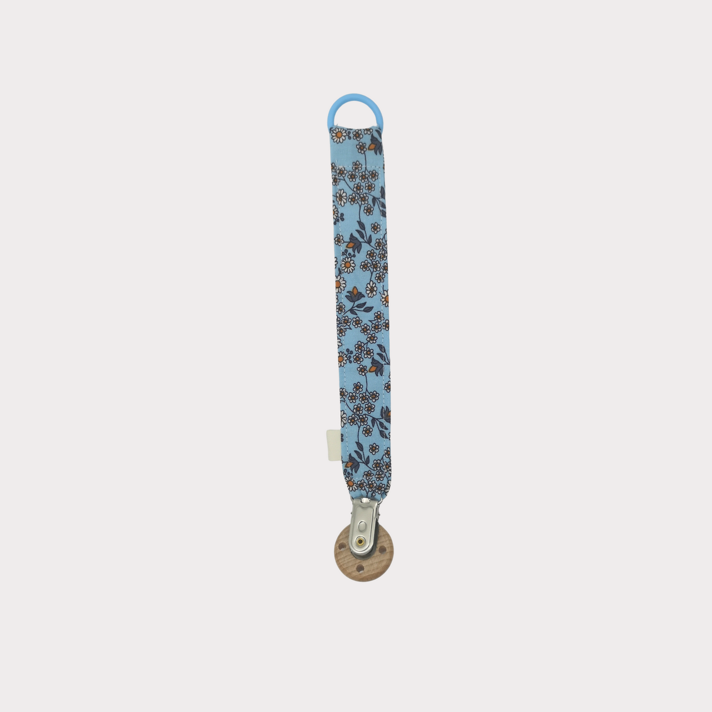 Speenkoord stof blauw met bloemetjes