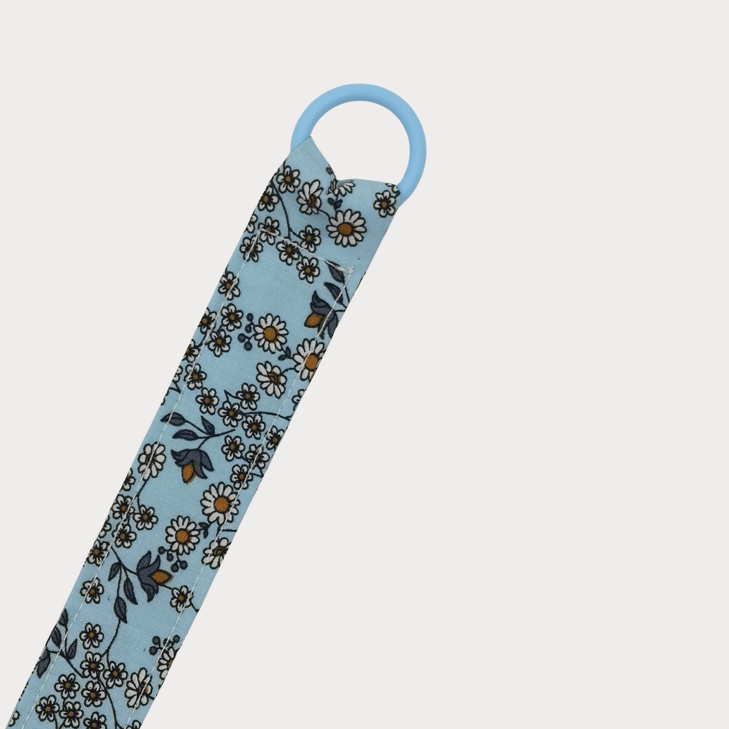 Speenkoord stof blauw met bloemetjes