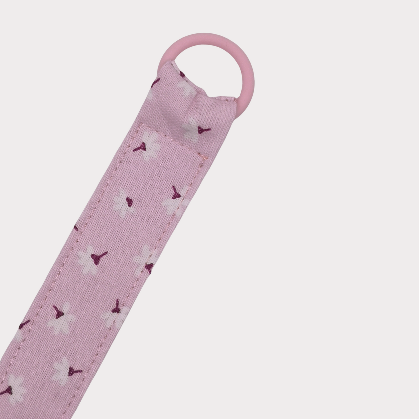 Speenkoord stof roze met bloemetjes