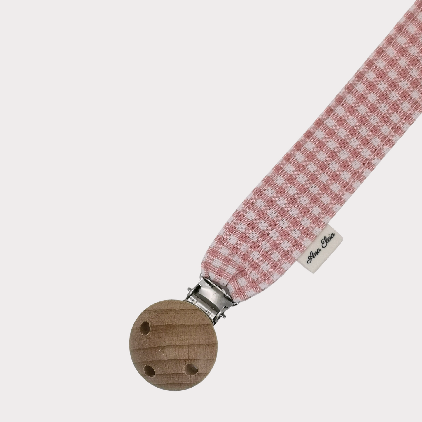 Speenkoord stof ruit wit met rood