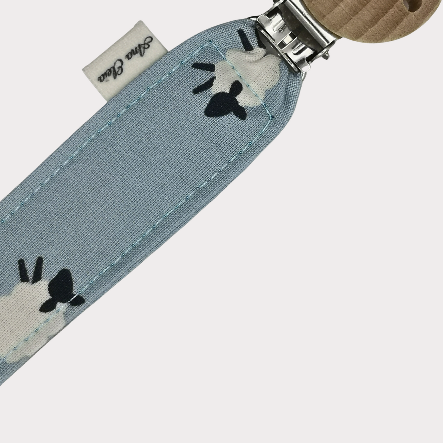 Speenkoord stof blauw met schaapjes