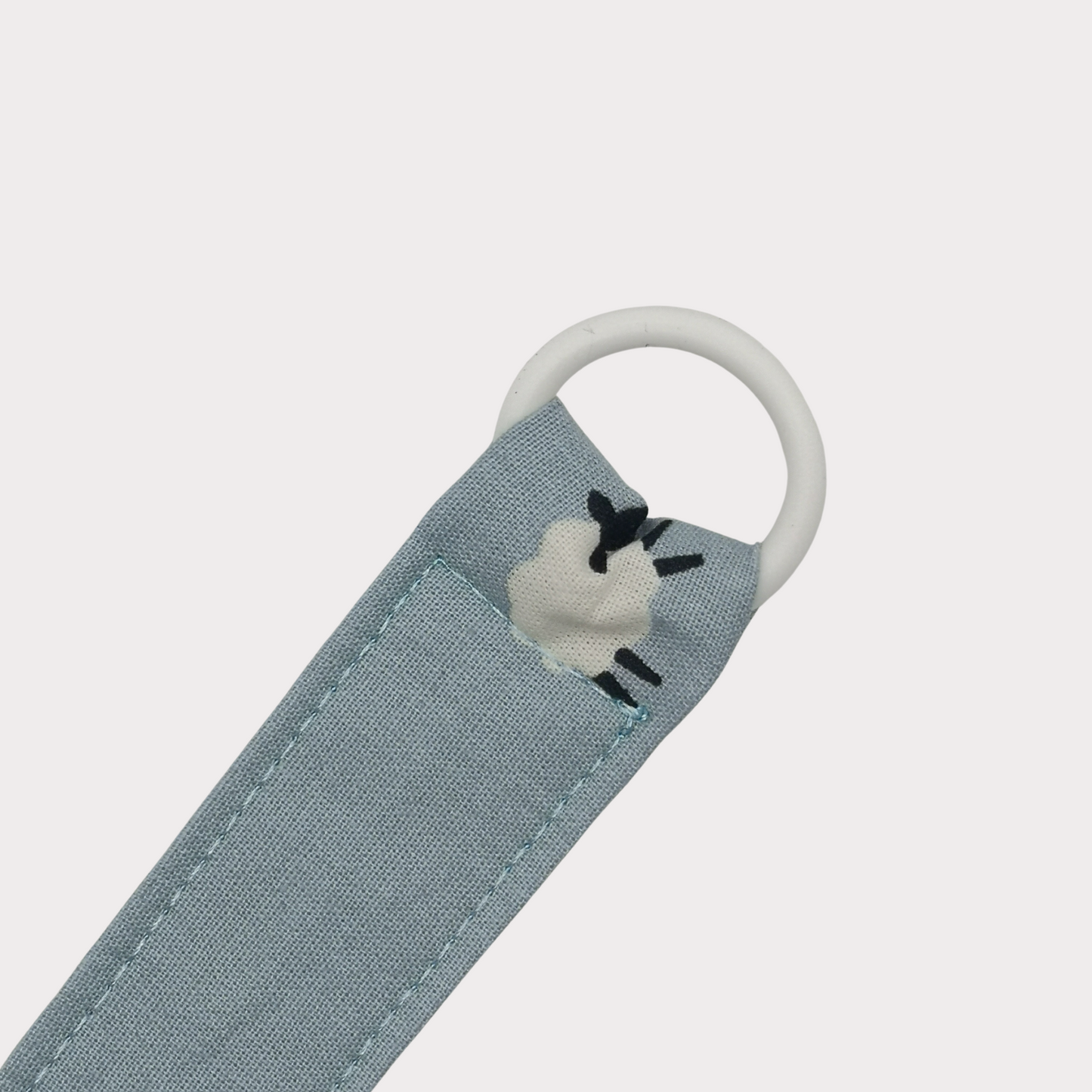 Speenkoord stof blauw met schaapjes