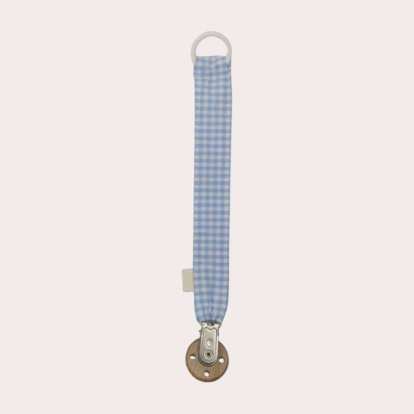 Speenkoord stof ruit wit met blauw