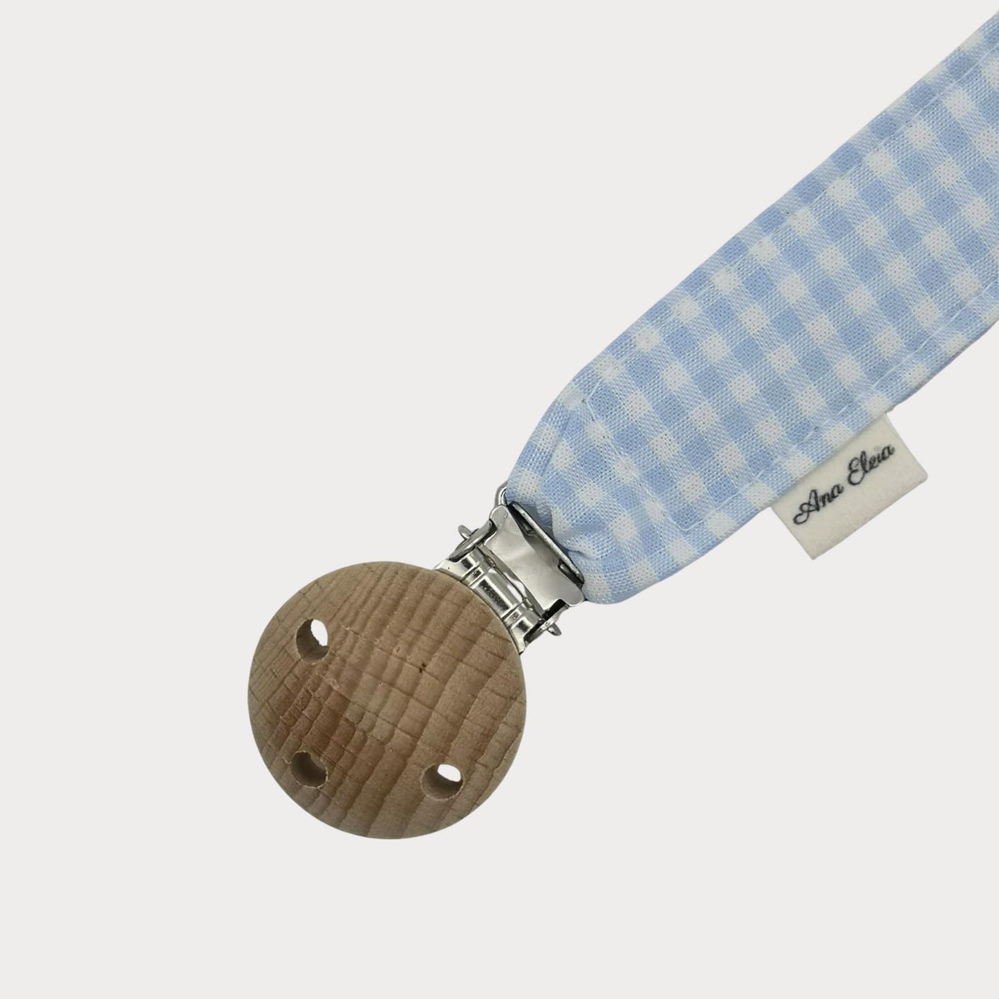 Speenkoord stof ruit wit met blauw