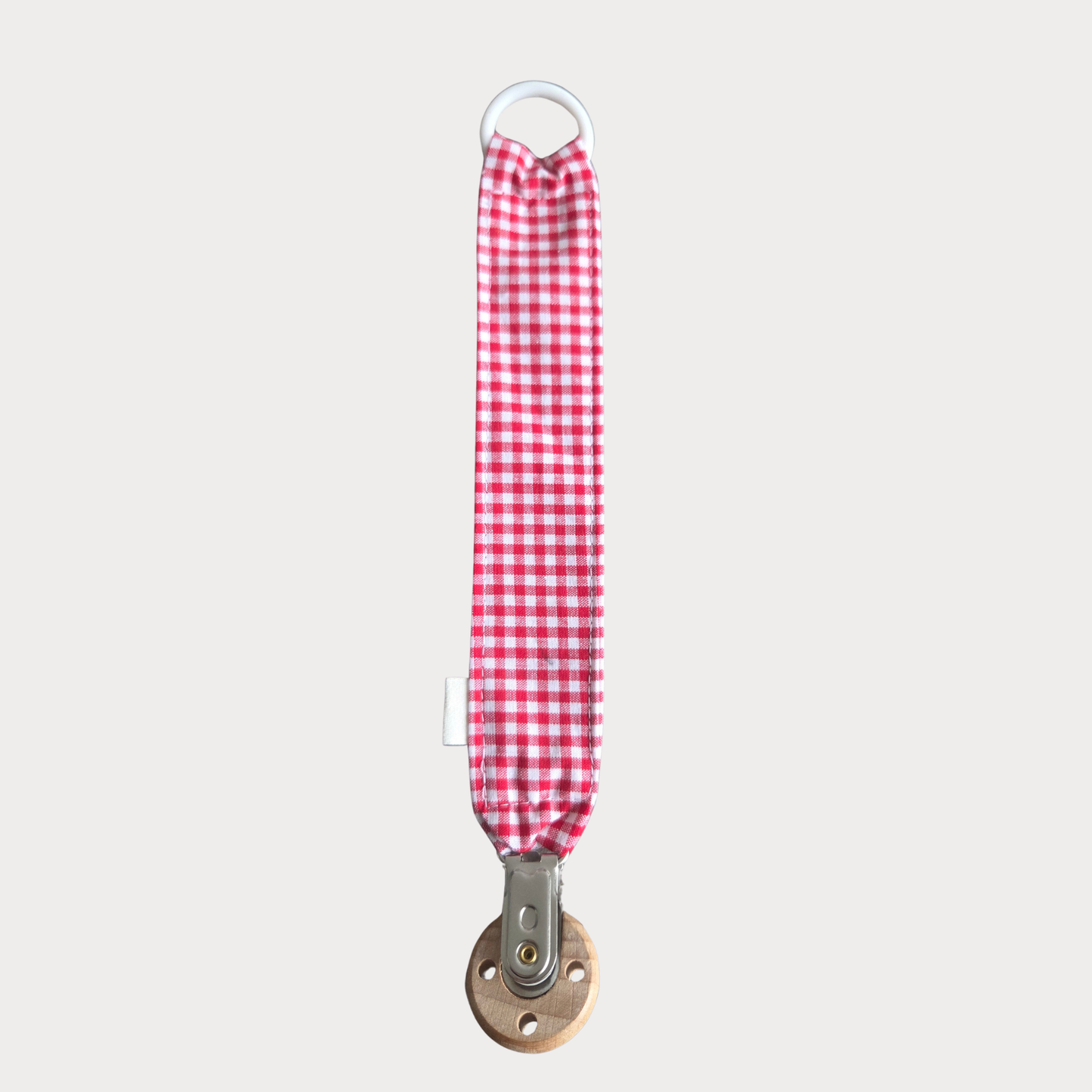 Speenkoord stof ruit wit met rood