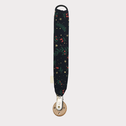 Speenkoord stof donkerblauw met kerstprint