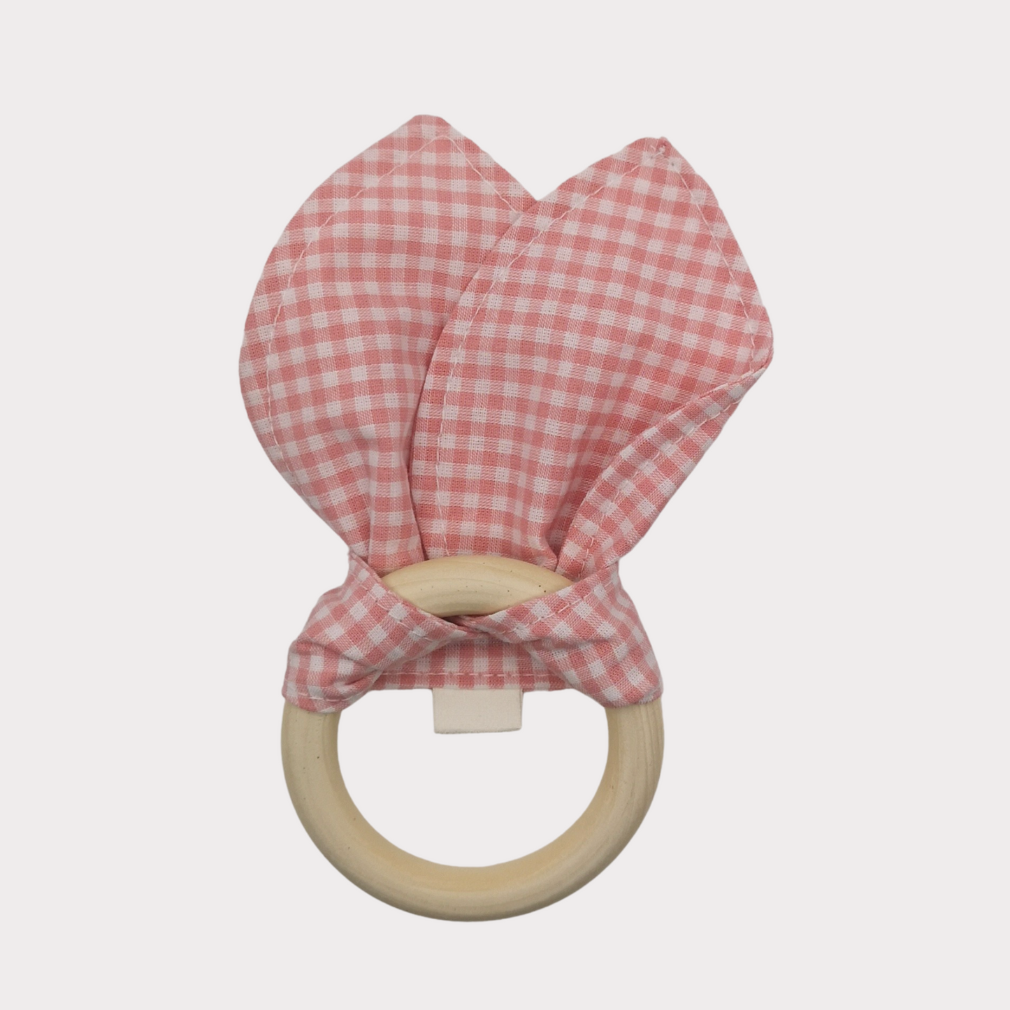 Bijtring stof ruit wit met rood
