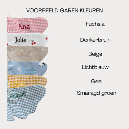 Knuffel gans met naam stof ruit wit met geel