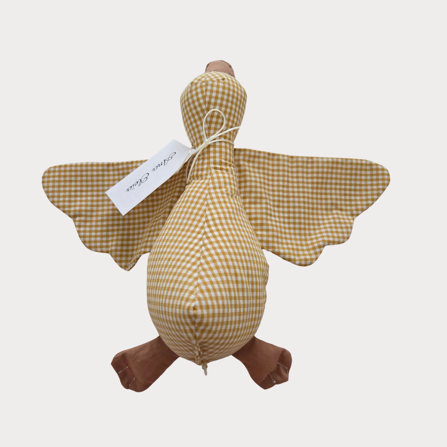 Knuffel gans stof ruit wit met geel