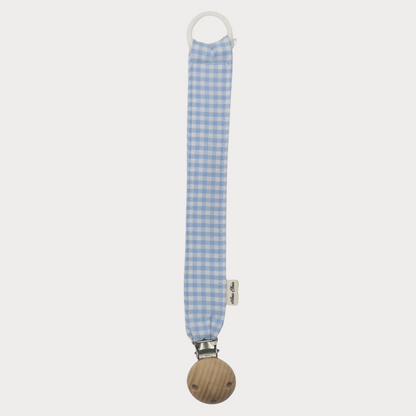 Speenkoord stof ruit wit met blauw