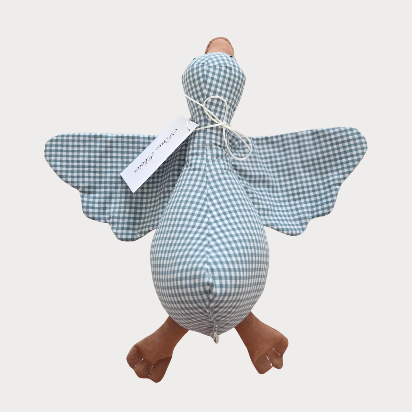Knuffel gans stof ruit wit met groen