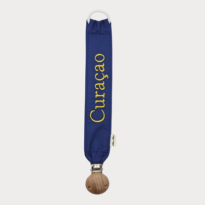 Speenkoord met naam - stof blauw - Curaçao - WK/EK - Voetbal